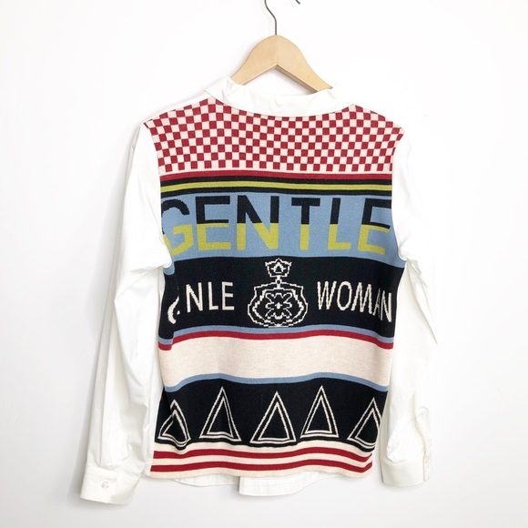 EUROPEAN Staton Autum Gentle Genle woman button down shirt with sweater back - Picture 3 of 14